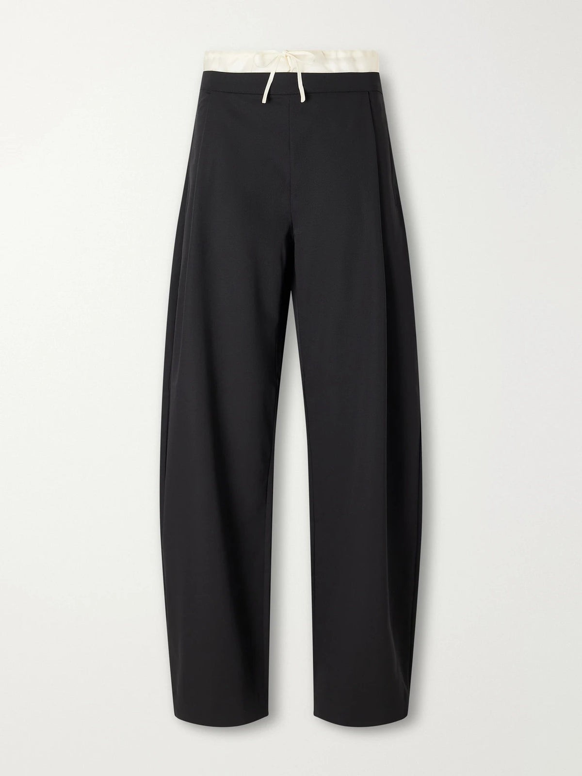 ST. AGNI Satin-trimmed Wool-twill Barrel-leg Pants