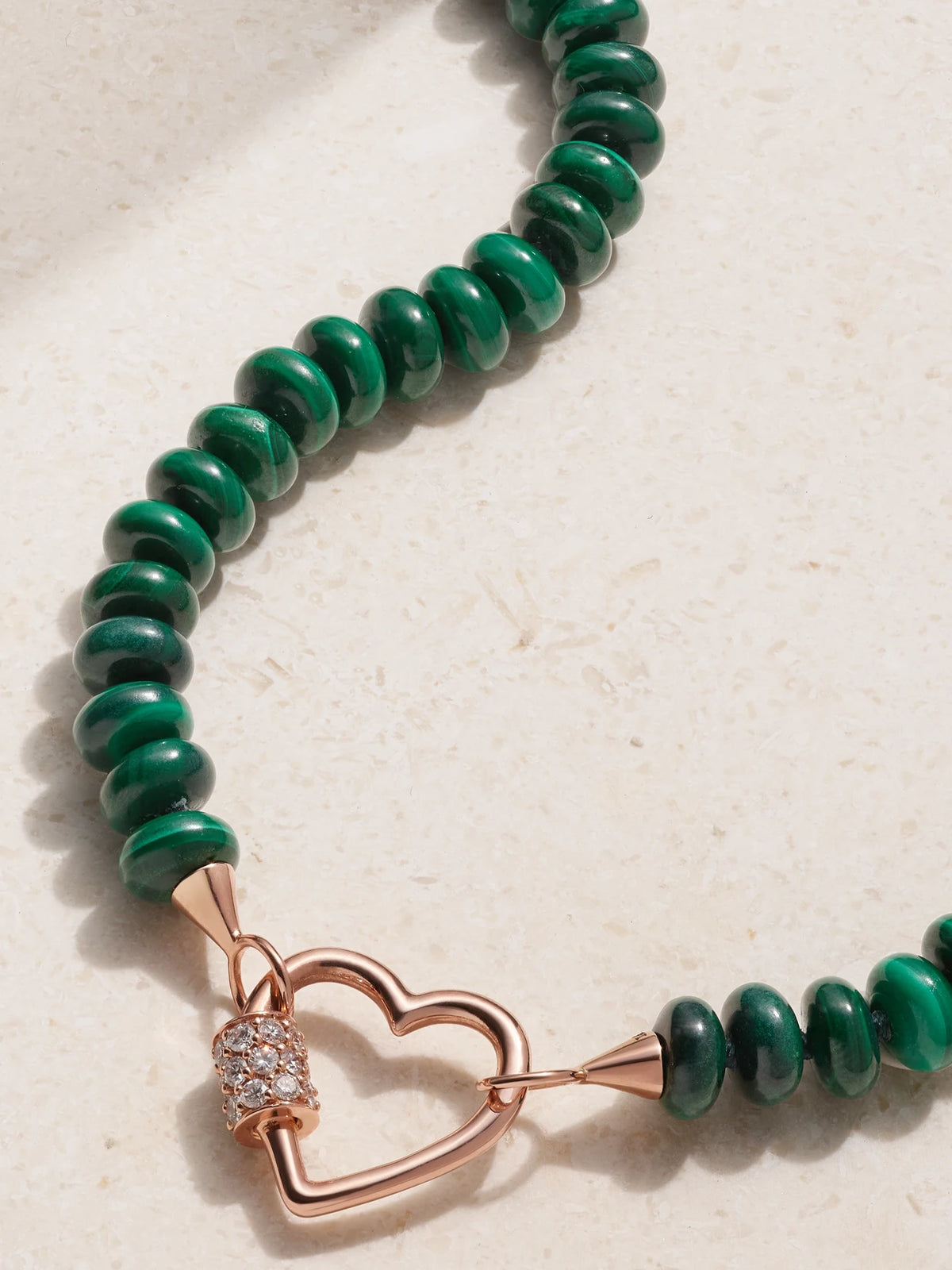14-karat Rose Gold, Malachite And Diamond Necklace