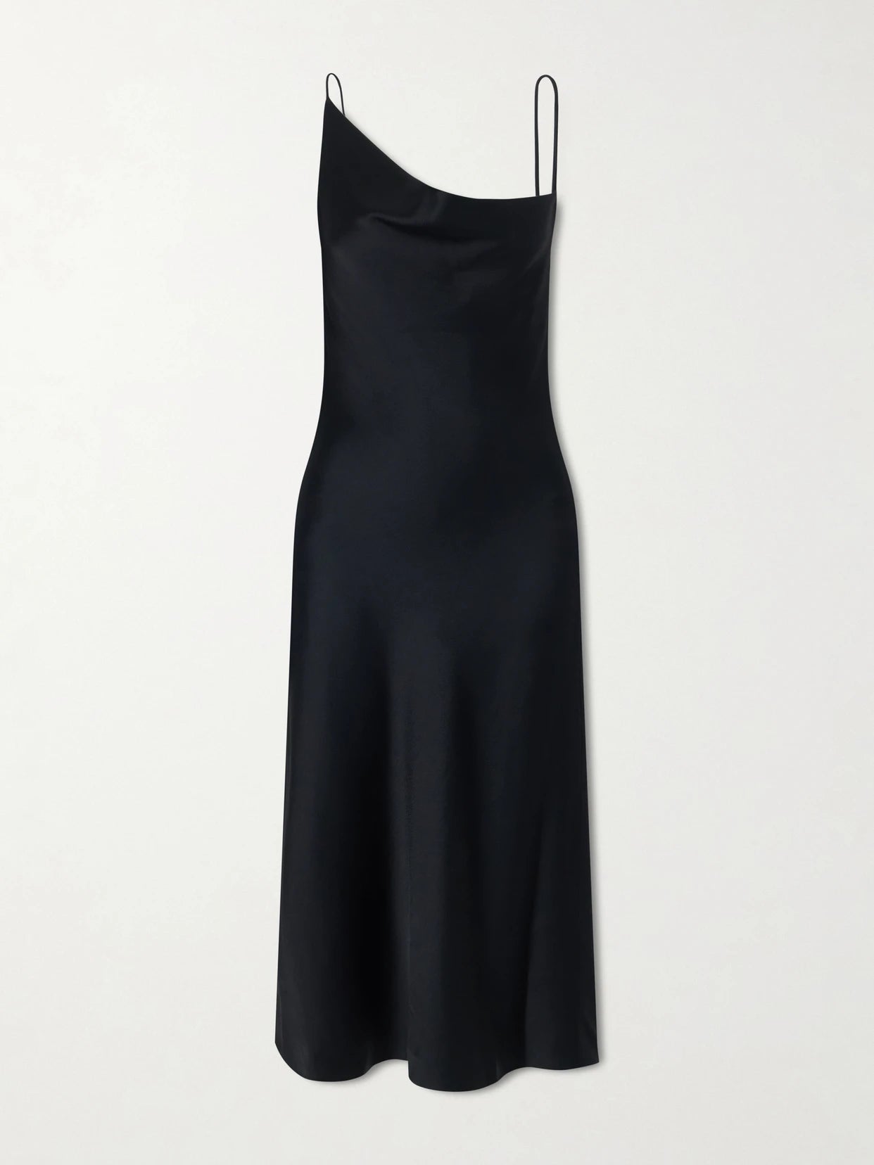 Asymmetric Satin Midi Dress