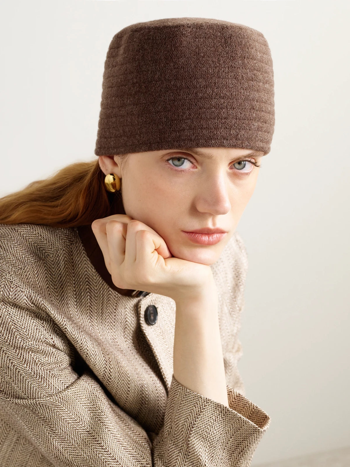 Image of Hats. Product name - Alicia Ribbed Wool-felt Beanie in Dark green colour by brand - Loro Piana
