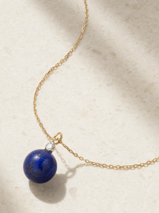 14-karat Gold, Lapis Lazuli And Diamond Necklace