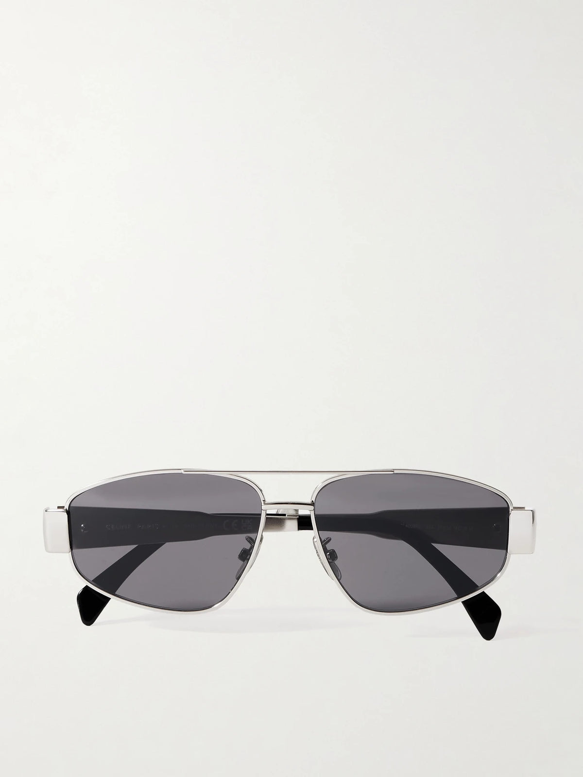 Triomphe Aviator-style Silver-tone And Acetate Sunglasses