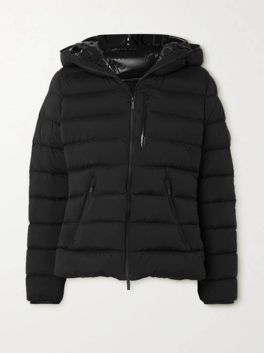 Image of Coats & Jackets. Product name - Herbe Hooded Quilted Shell Down Jacket in Black colour by brand - Moncler