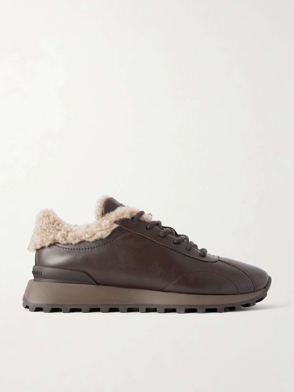 Brunello Cucinelli Shearling-trimmed Leather Sneakers