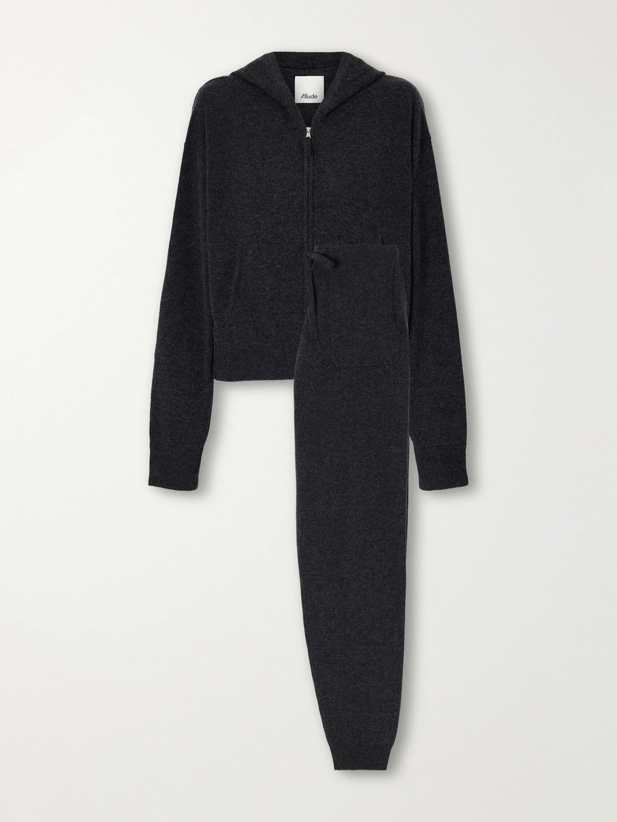 Allude Wool And Cashmere-blend Hooded Zip-up Cardigan And Tapered Pants Set