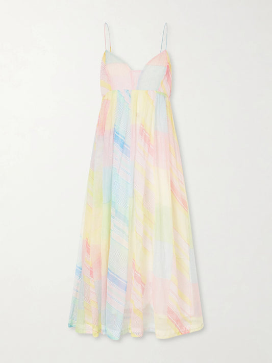 Image of Dresses. Product name - Yuru Printed Handwoven Cotton-kota Midi Dress in Multi colour by brand - Eka