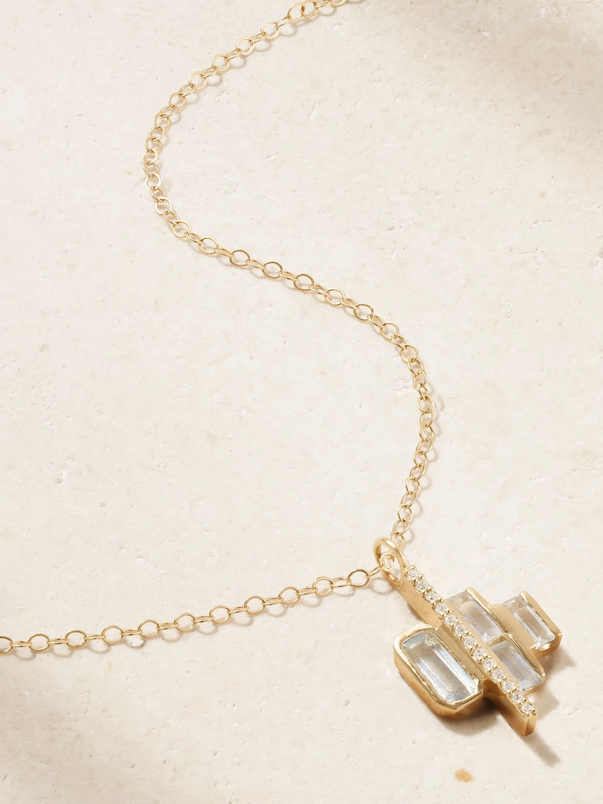 Cityscape Triple 14-karat Recycled Gold, Aquamarine And Diamond Necklace