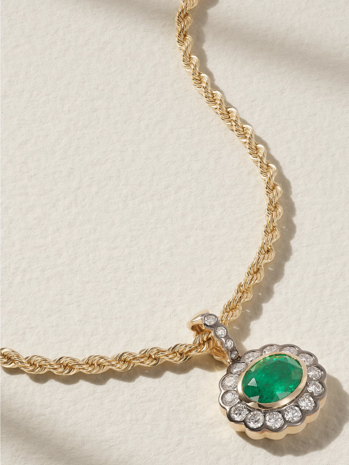 14-karat Yellow And White Gold, Emerald And Diamond Necklace