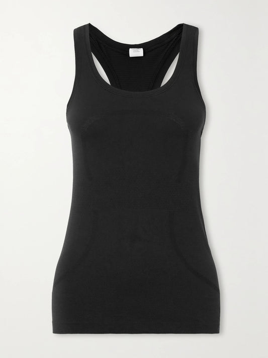 Image of a model wearing Tops. Product name - Swiftly Tech 2.0 Stretch Tank in Black colour by brand - lululemon