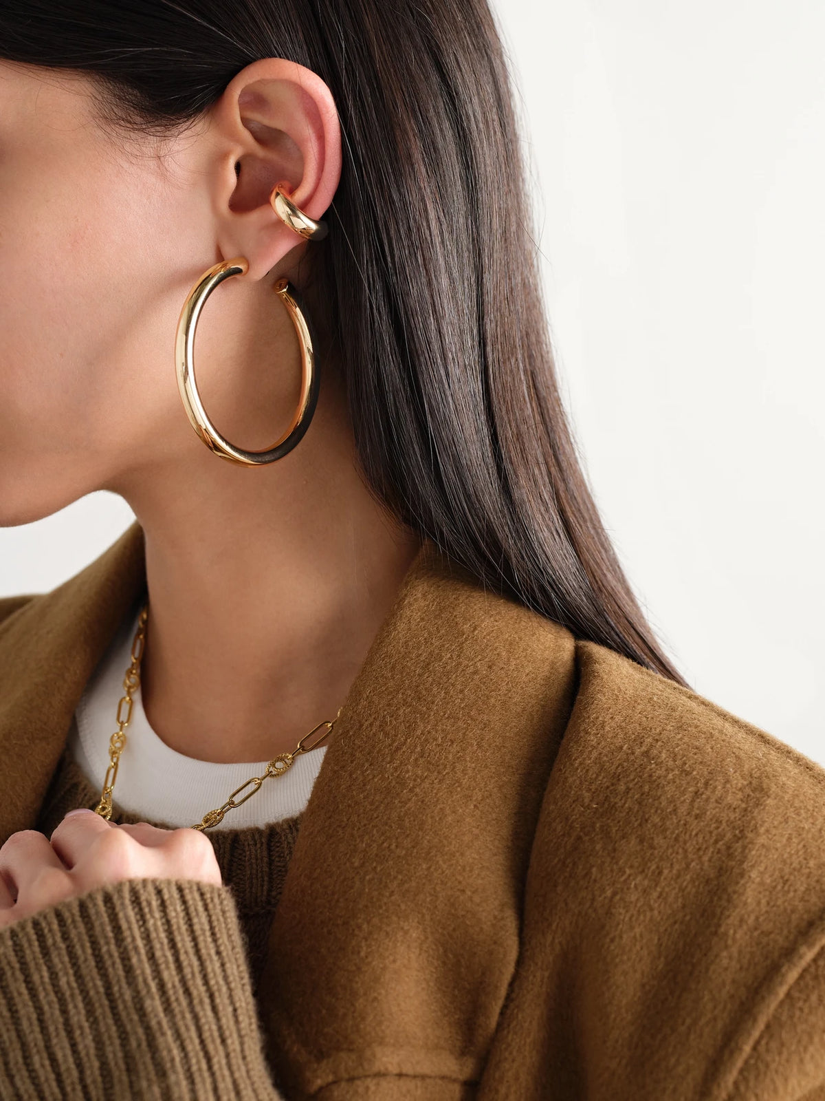 Image of Earrings. Product name - Natasha Gold-plated Hoop Earrings in Multi colour by brand - Jennifer Fisher