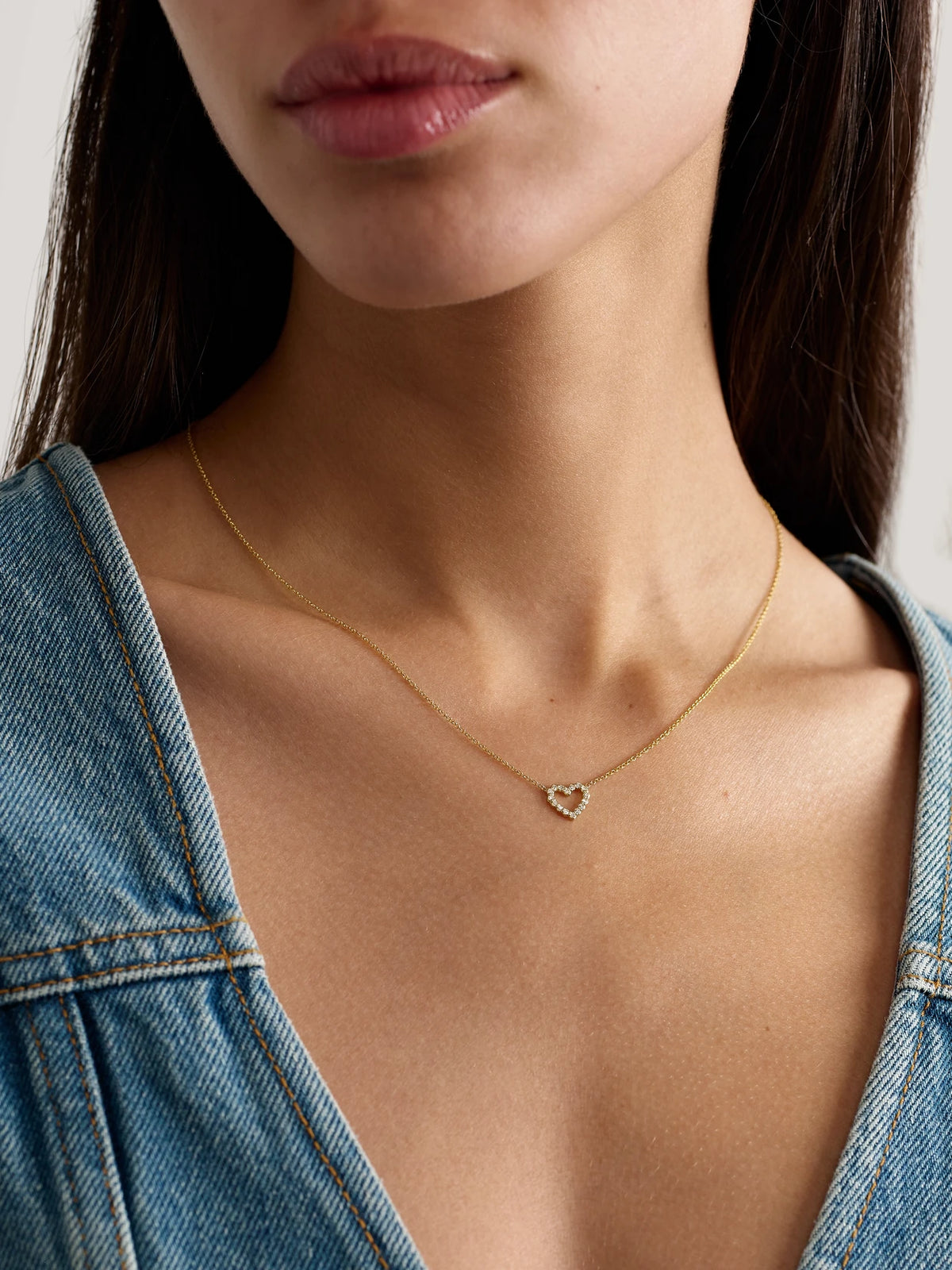 Image of Necklaces. Product name - Open Heart 18-karat Gold Diamond Necklace in Multi colour by brand - Jennifer Meyer