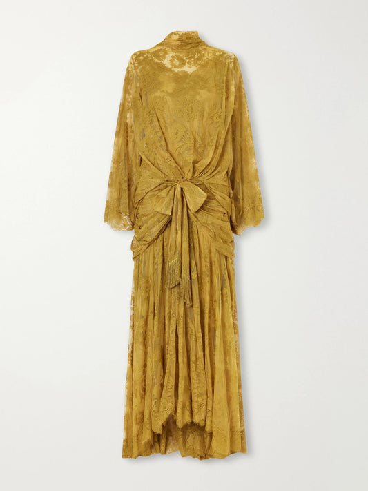 Zimmermann Ascent Bow-detail Gathered Lace Gown