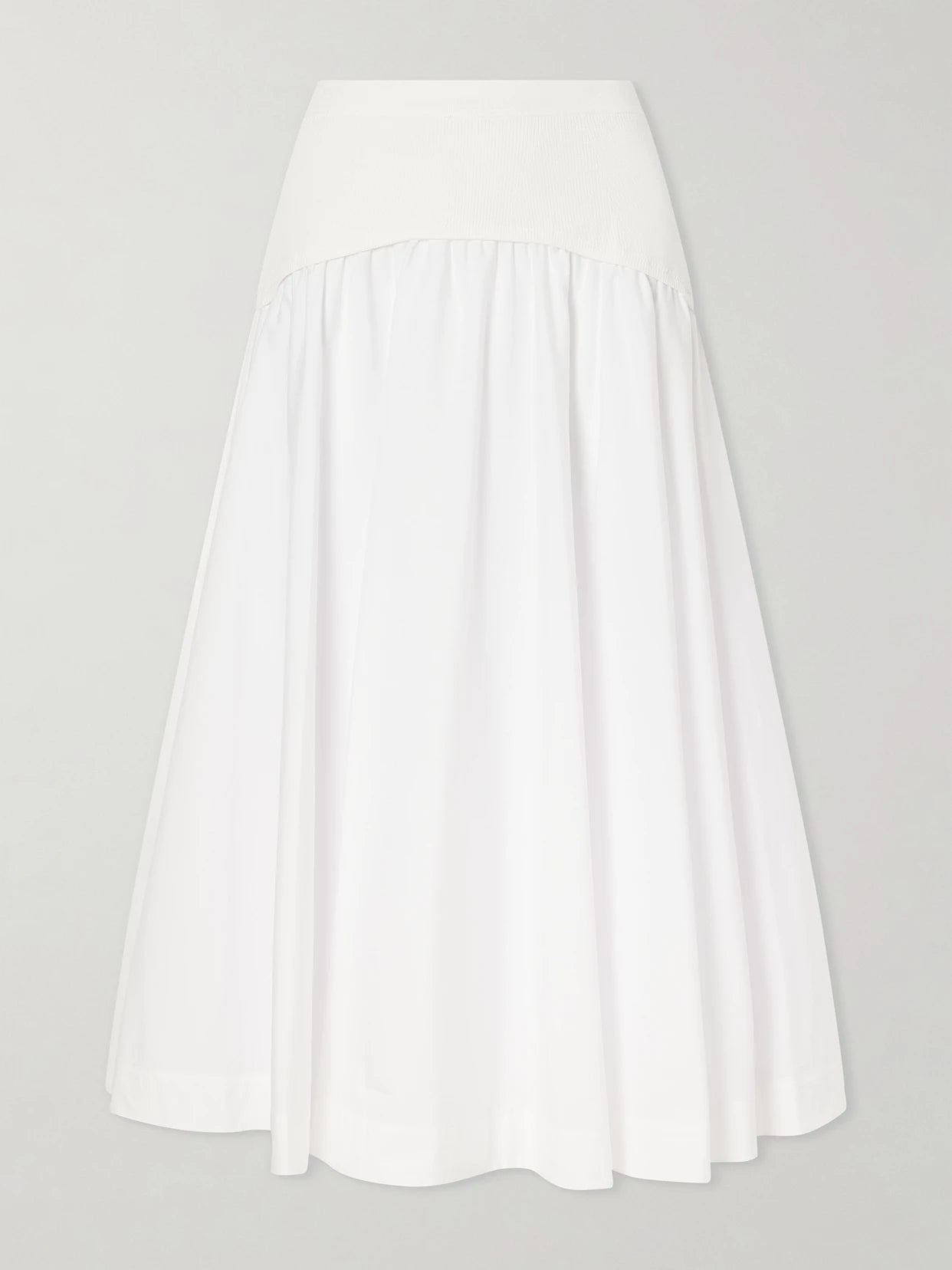 Ovie Pleated Ribbed Cotton-poplin Midi Skirt