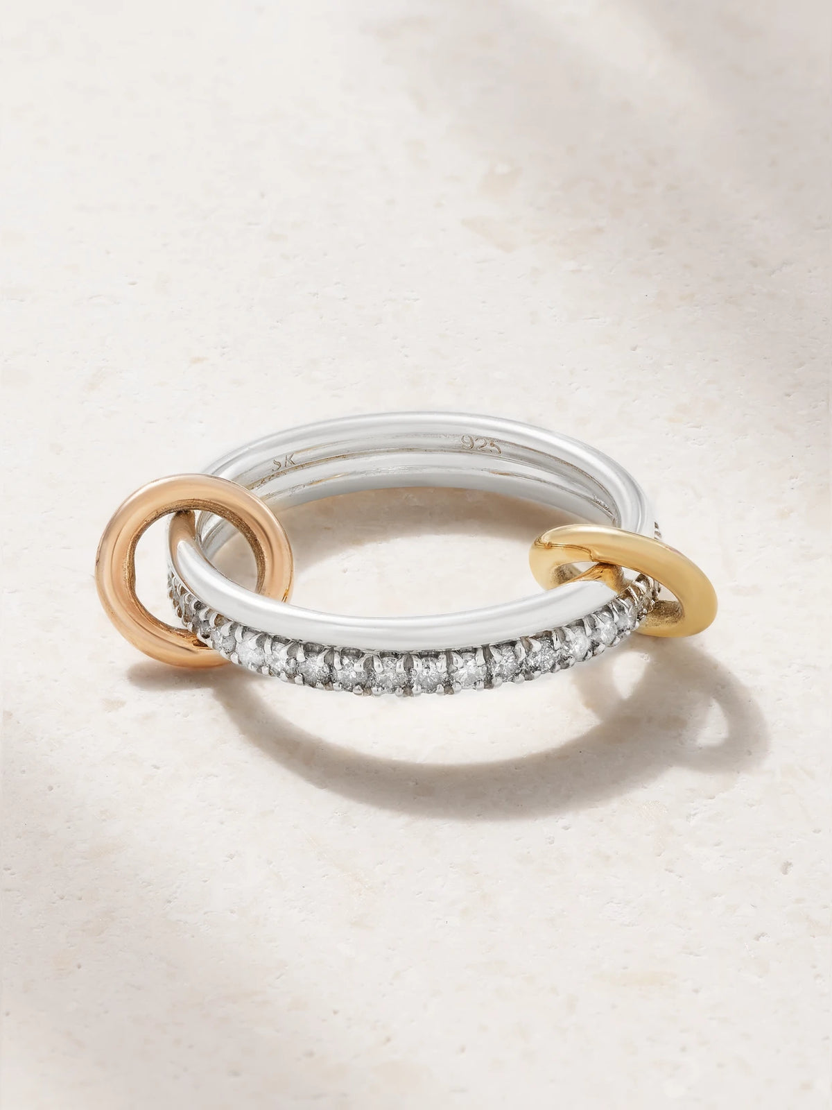 Marigold Set Of Two Sterling Silver And 18-karat Yellow And Rose Gold Diamond Rings