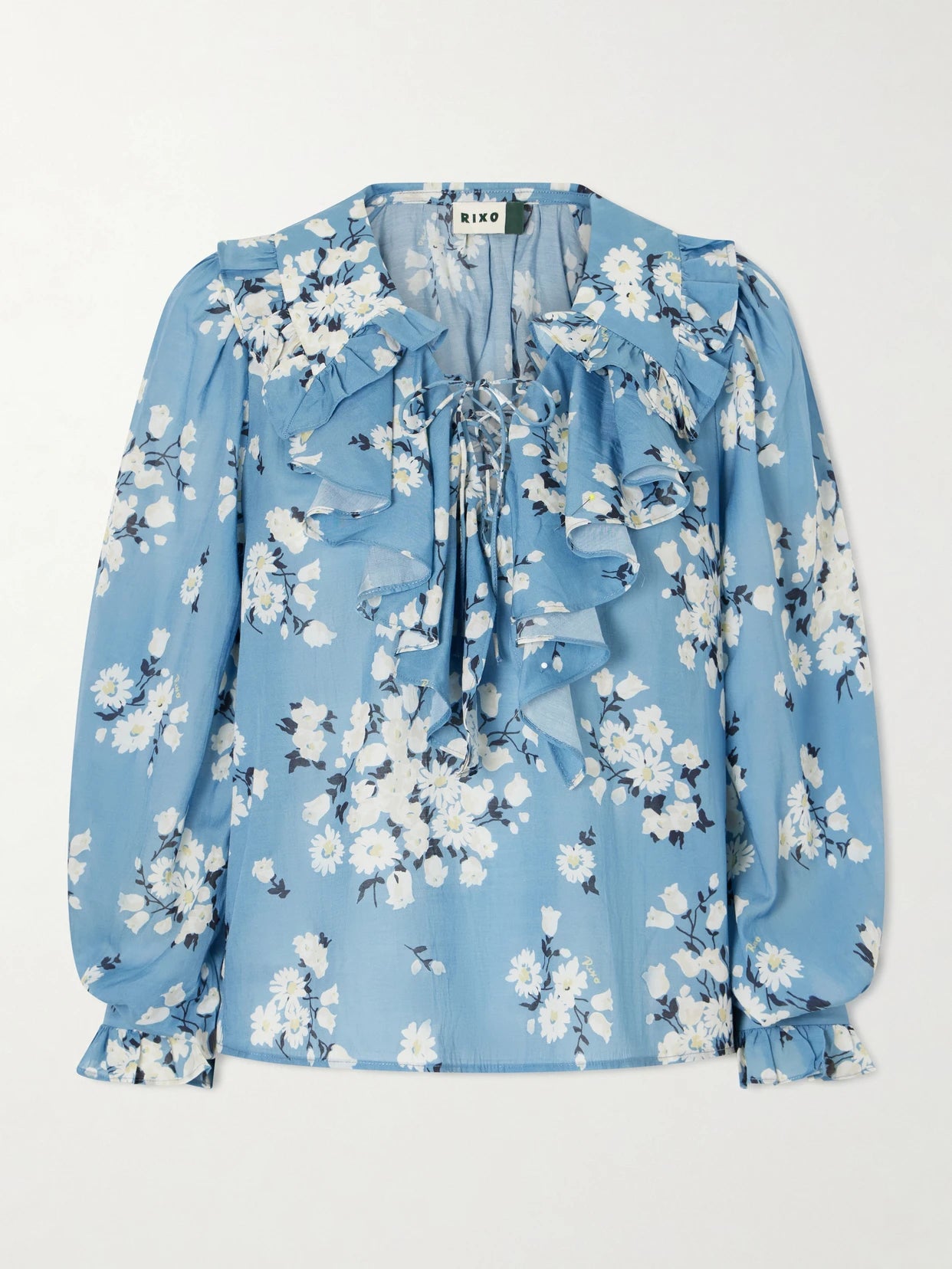 Milia Ruffled Floral-print Cotton-blend Voile Blouse
