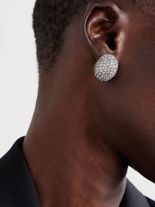 Image of Earrings. Product name - Tinsel Rhodium-plated Crystal Earrings in Silver colour by brand - Jennifer Behr