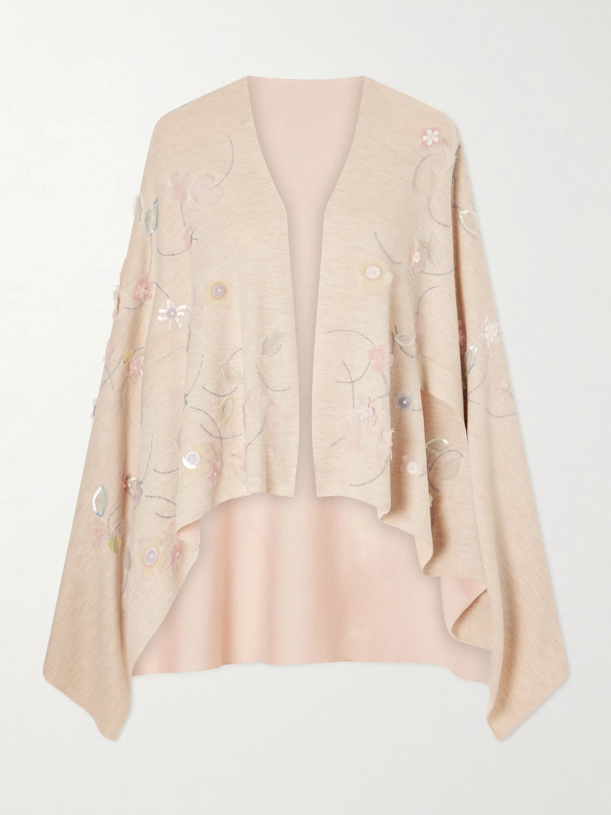 Shirene Embellished Embroidered Cashmere-blend Cape