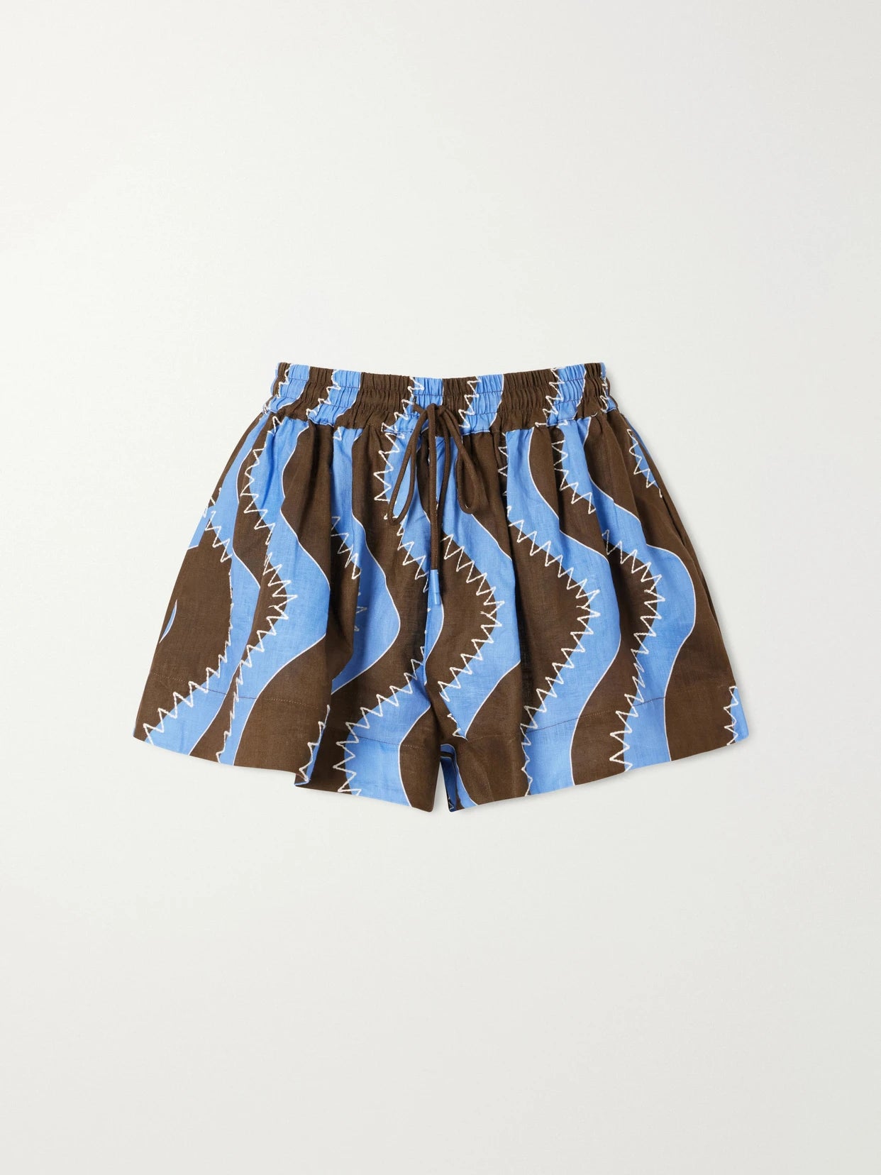 Frankie Printed Embroidered Linen Shorts