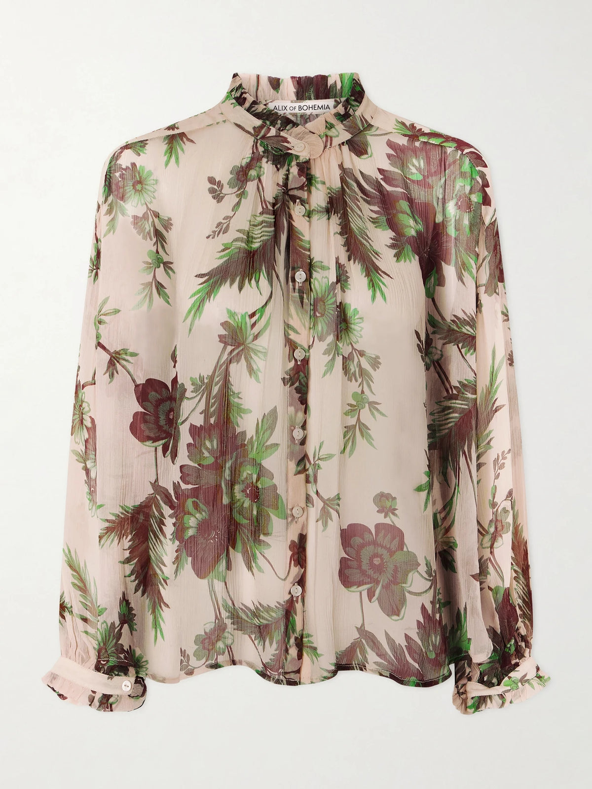 ALIX OF BOHEMIA Poet Summermoss Floral-print Chiffon Blouse
