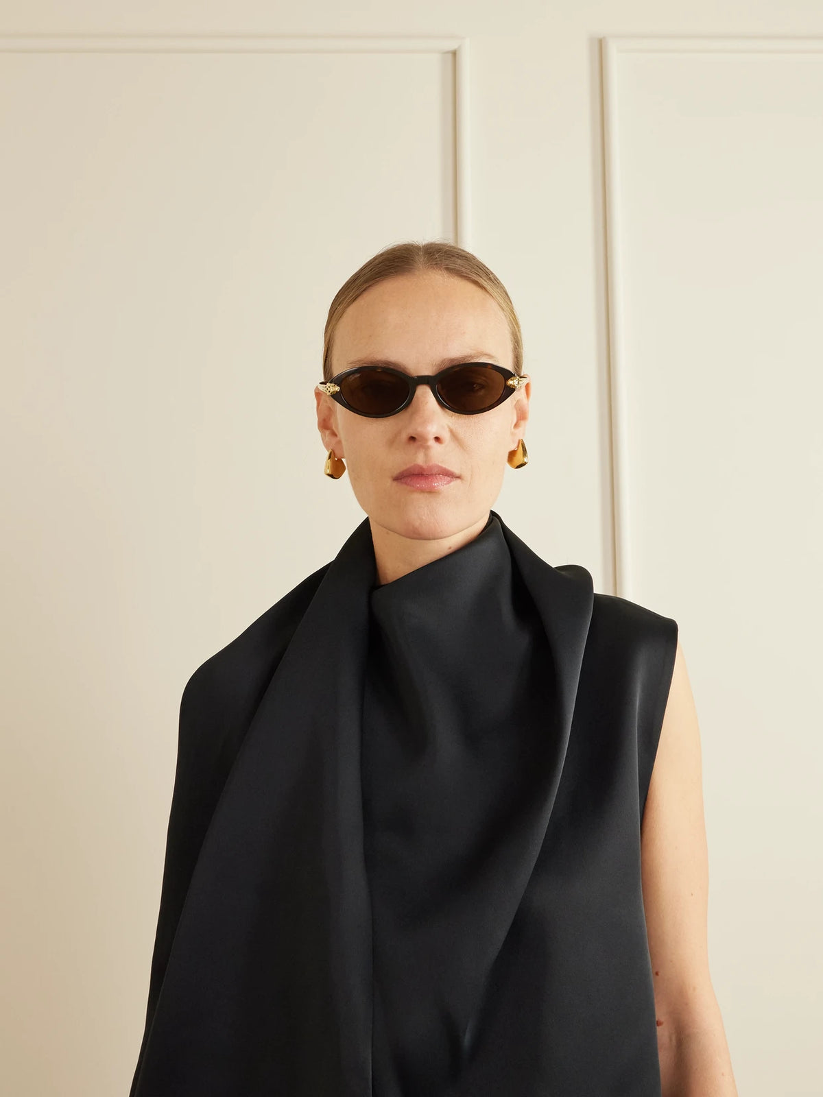 Image of Sunglasses. Product name - Panthère De Cartier Oval-frame Tortoiseshell Acetate And Gold-tone Sunglasses in Multi colour by brand - Cartier Eyewear