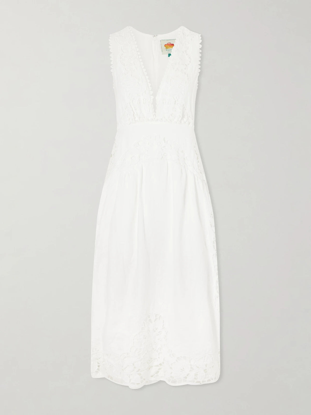 Farm Rio Floral-embroidered Linen Midi Dress