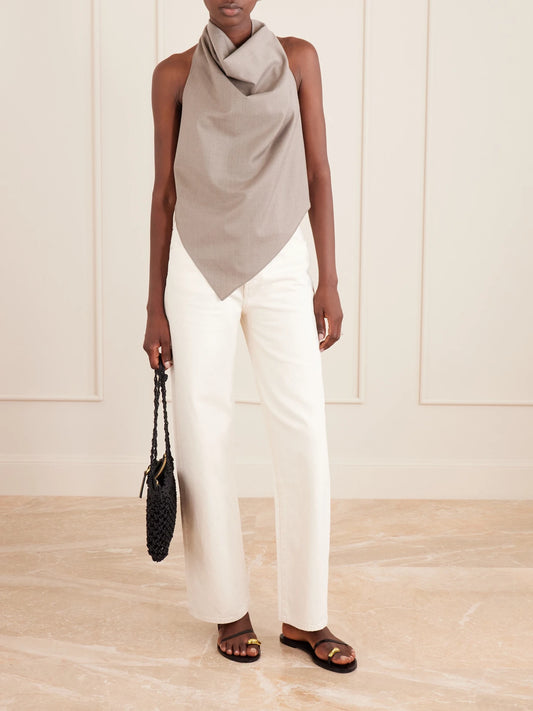 Image of Jeans. Product name - The Dodger Skimp Mid-rise Straight-leg Jeans in Cream colour by brand - Mother