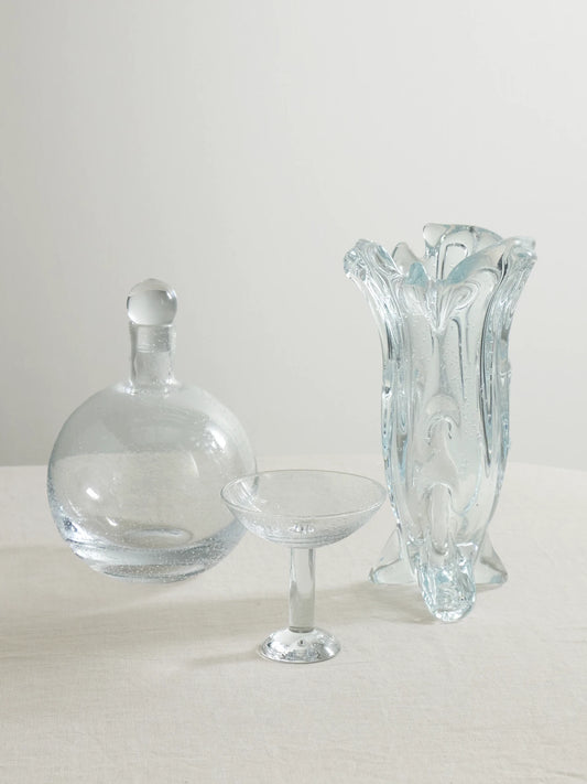 Image of Decor. Product name - Drape Glass Vase in Clear colour by brand - LOUISE ROE