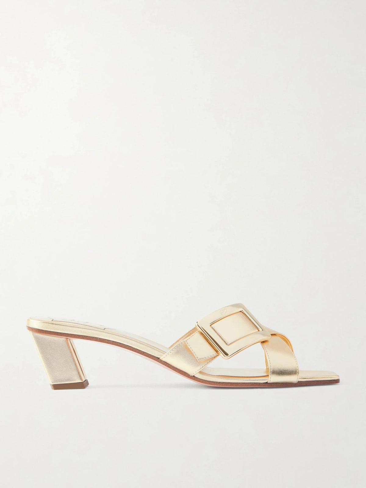 45 Buckled Metallic Leather Mules
