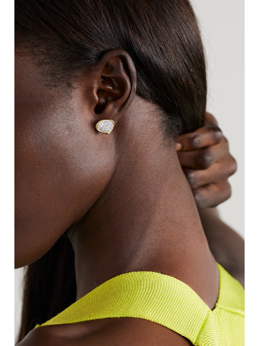 Image of Earrings. Product name - Trisola 18-karat Gold Diamond Earrings in Multi colour by brand - Marina B