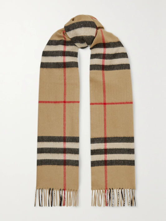 + Net Sustain Fringed Checked Cashmere Scarf