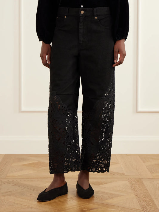 Sea Shiloh Embroidered High-rise Straight-leg Jeans