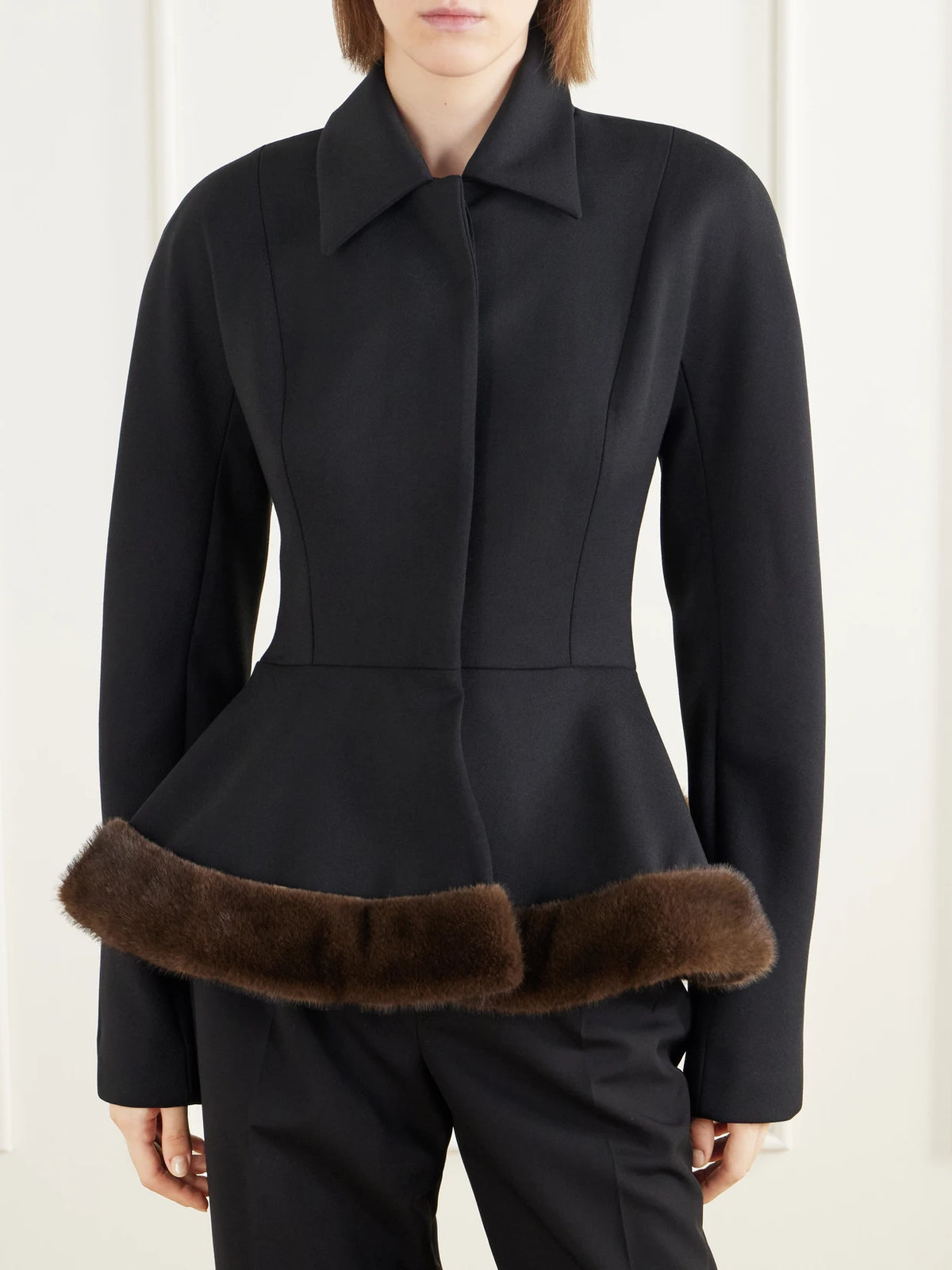 Stella McCartney Plush-trimmed Twill Peplum Jacket