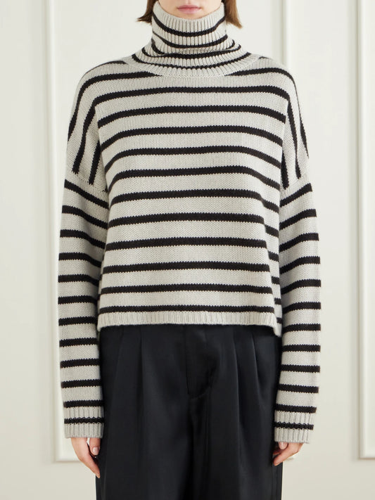 LISA YANG Zerlina Striped Cashmere Turtleneck Sweater