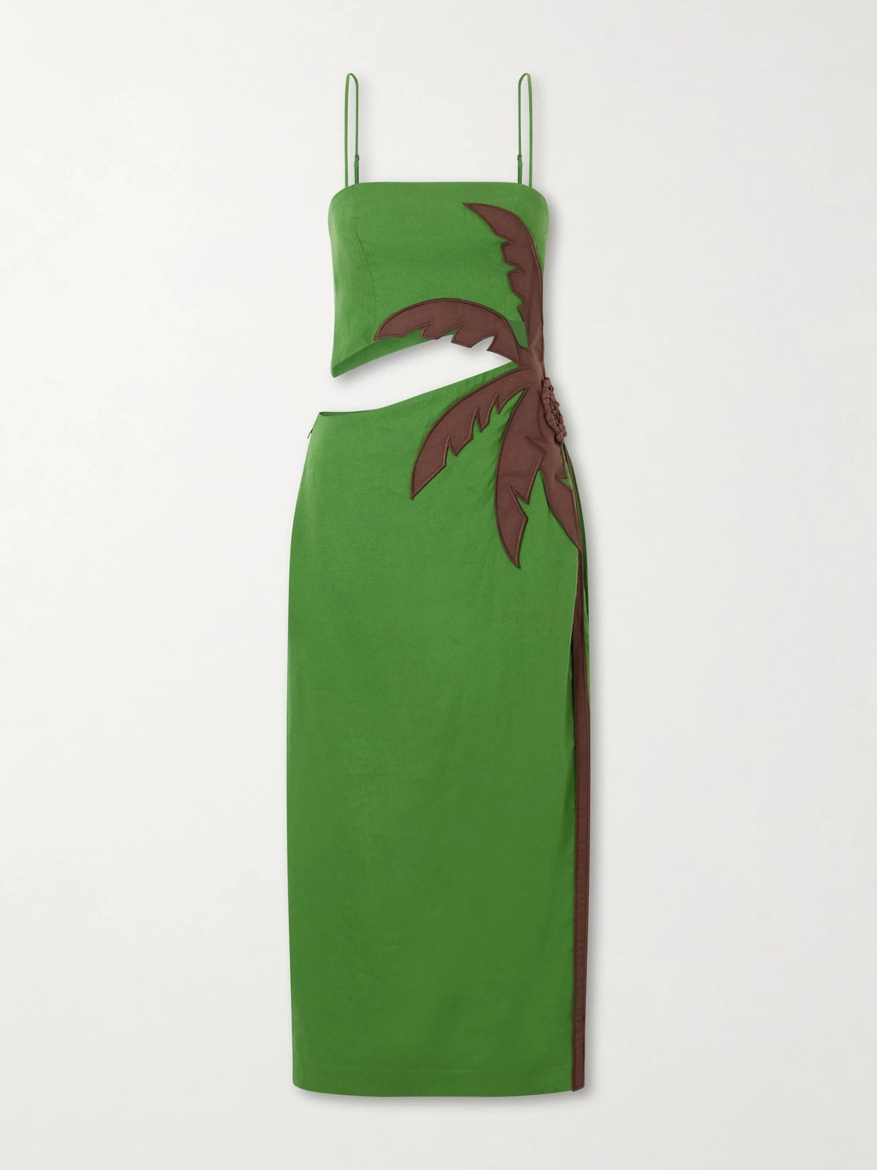 Cut-out Linen-blend Midi Dress