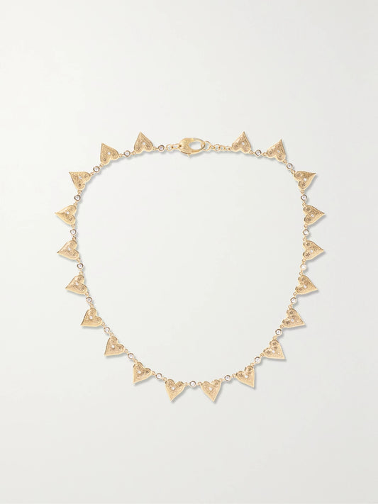 Southwestern Heart 14-karat Gold Diamond Choker