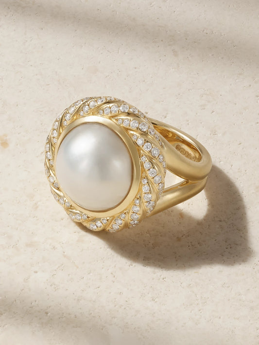 18-karat Gold, Diamond And Pearl Ring