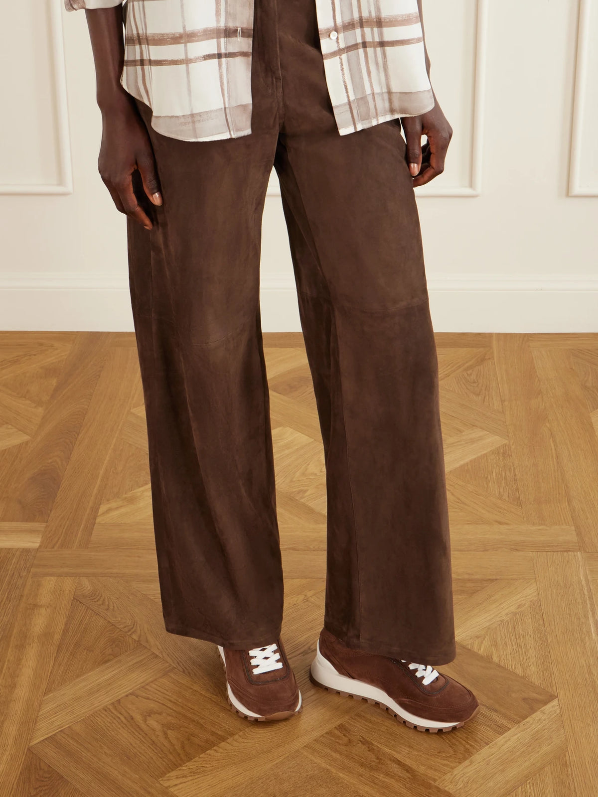 Suede Bead-embellished Sneakers