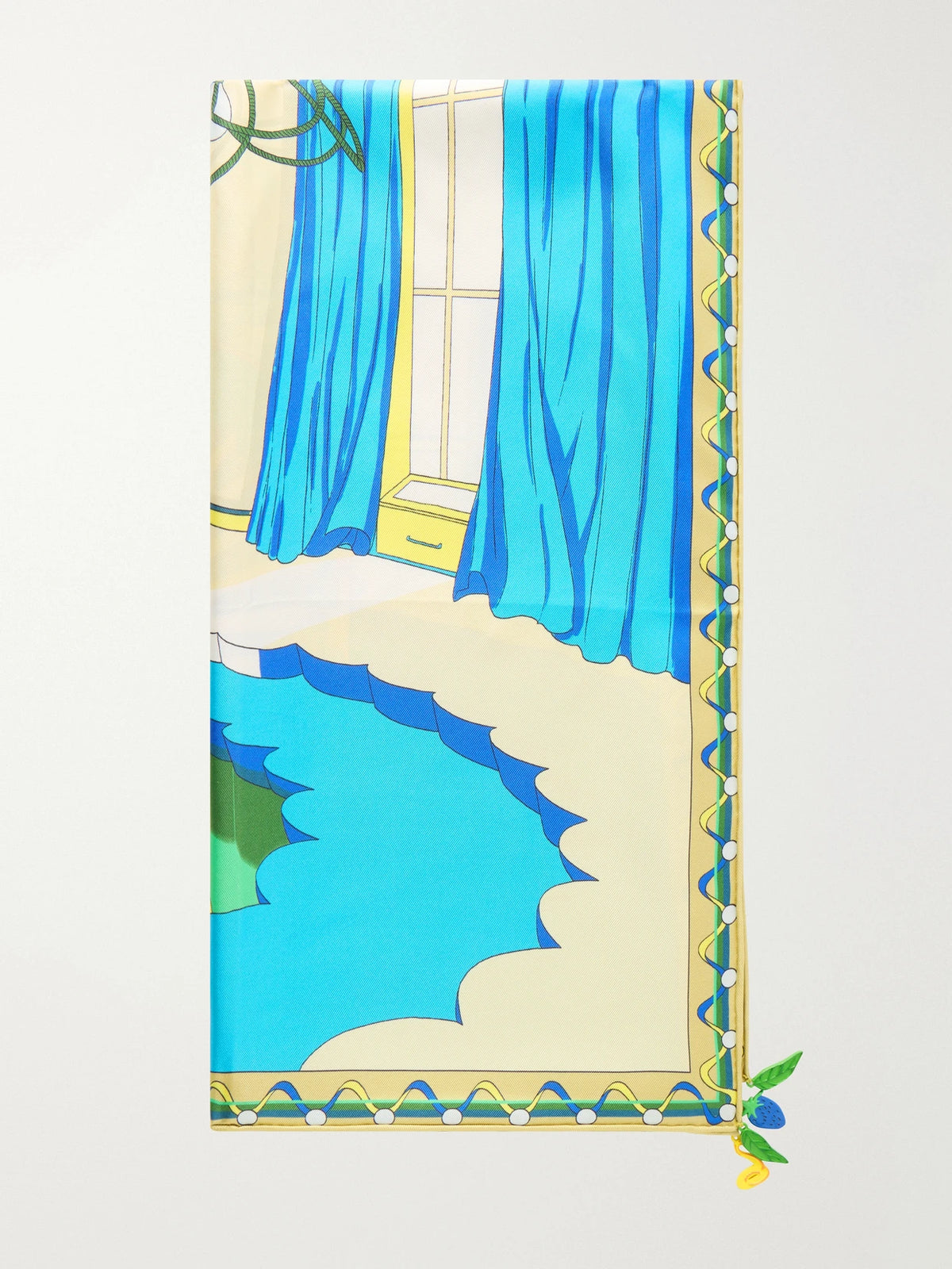 The Pool Embellished Printed Silk-twill Scarf