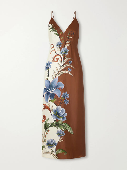 Farm Rio Millena Printed Gabardine Maxi Dress