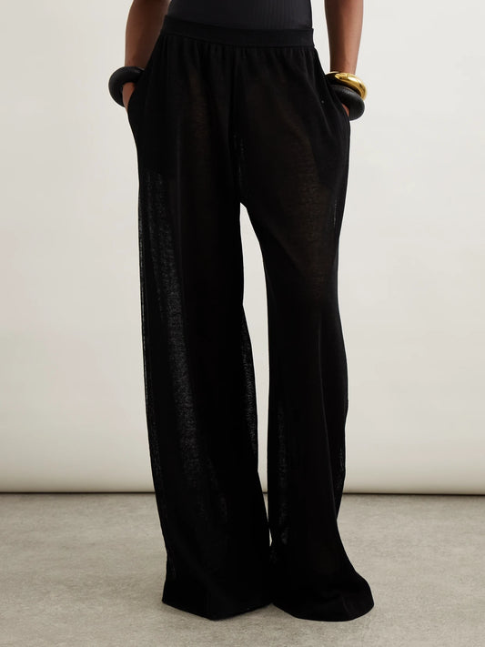 Linen And Silk-blend Wide-leg Pants