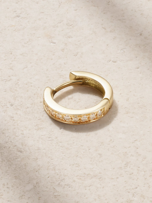 Small 18-karat Gold Diamond Single Hoop Earring