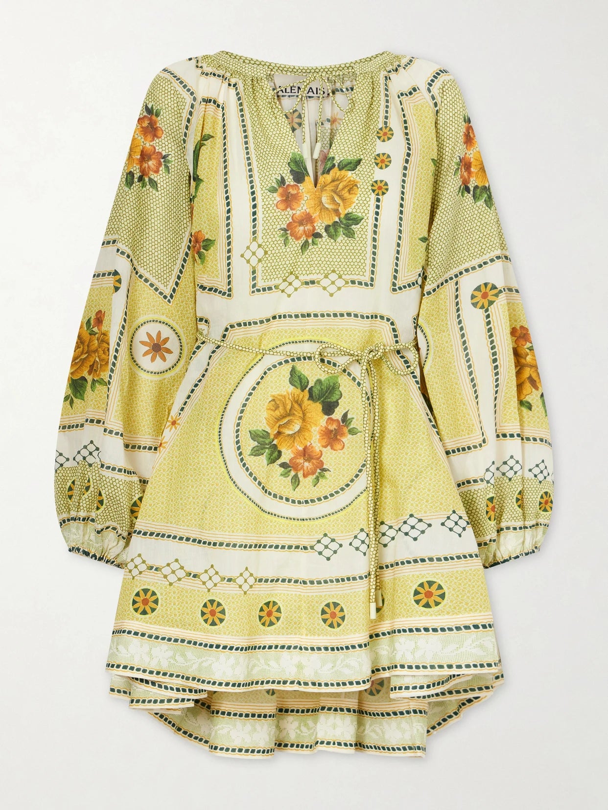 Image of Dresses. Product name - Dixie Cotton Mini Dress in Green colour by brand - ALÉMAIS