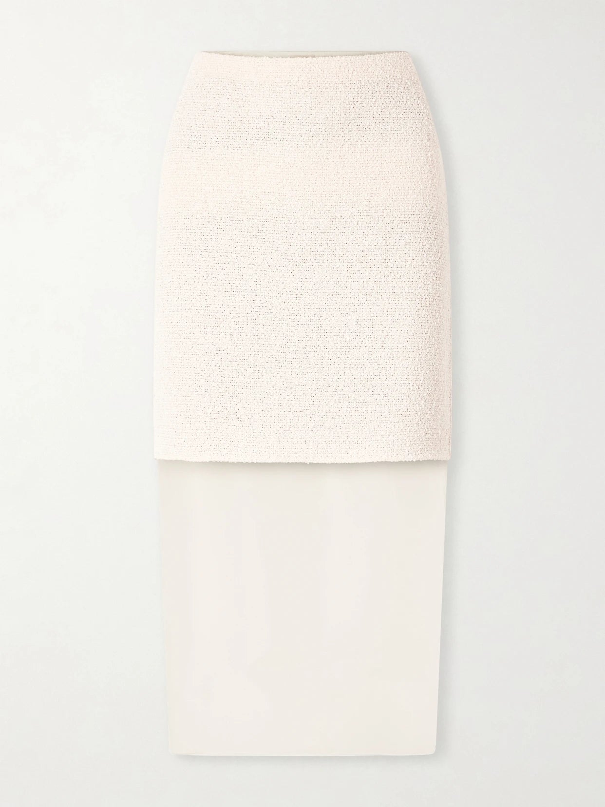 Sybil Layered Cotton-blend Bouclé And Organza Midi Skirt