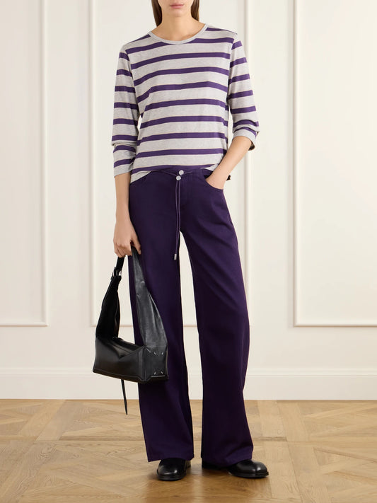Image of Jeans. Product name - Cool Low-rise Straight-leg Jeans in Purple colour by brand - Still Here