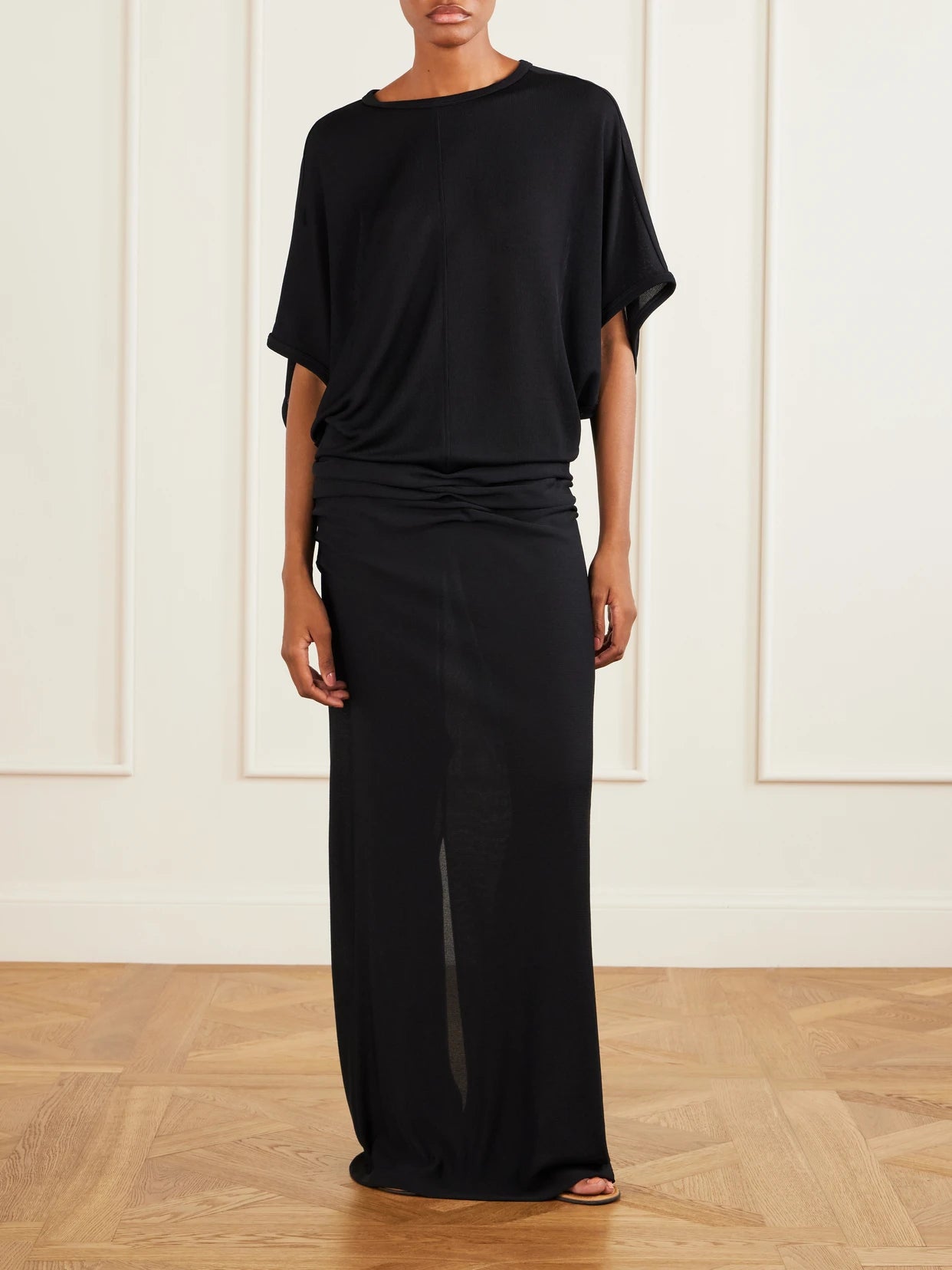 Image of Dresses. Product name - Delyra Satin Maxi Dress in Black colour by brand - The Row