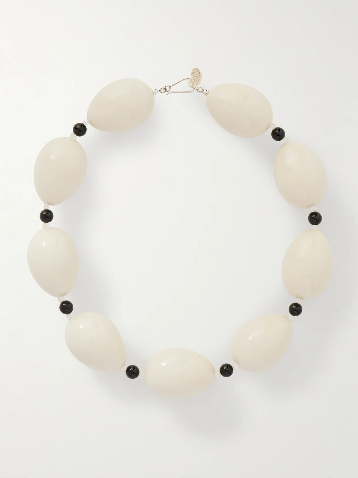 Host Egg Silver, Porcelain And Quartz Necklace