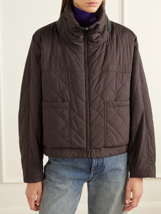 LOEWE Padded Quilted Leather-trimmed Shell Jacket