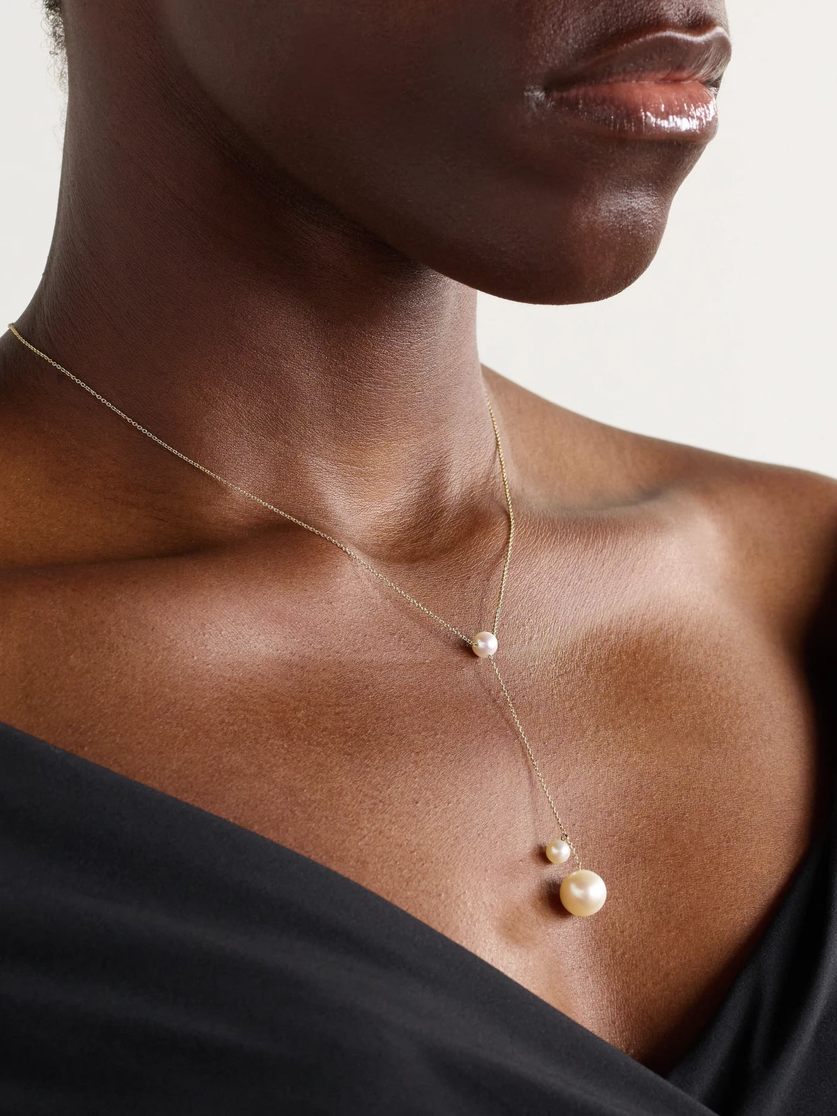 Image of Necklaces. Product name - Trois Moon 14-karat Recycled Gold Pearl Necklace in Multi colour by brand - Sophie Bille Brahe