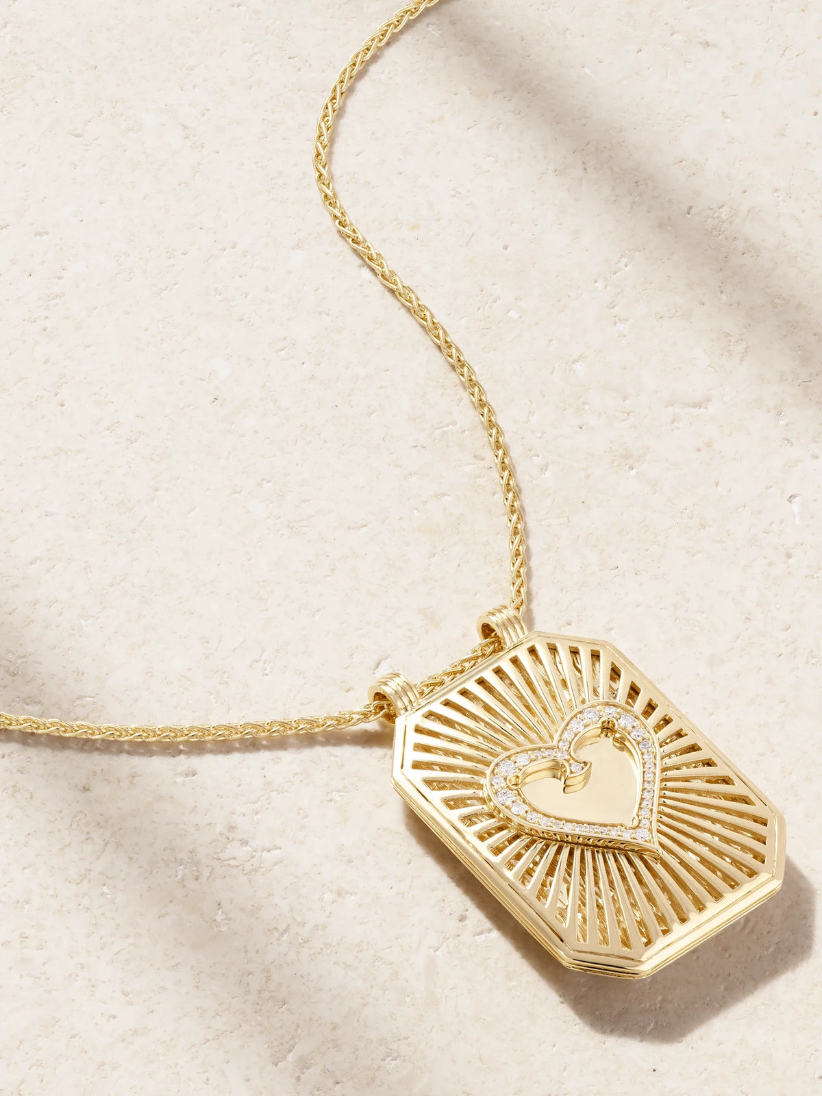 Heart Scapular 18-karat Gold Diamond Necklace
