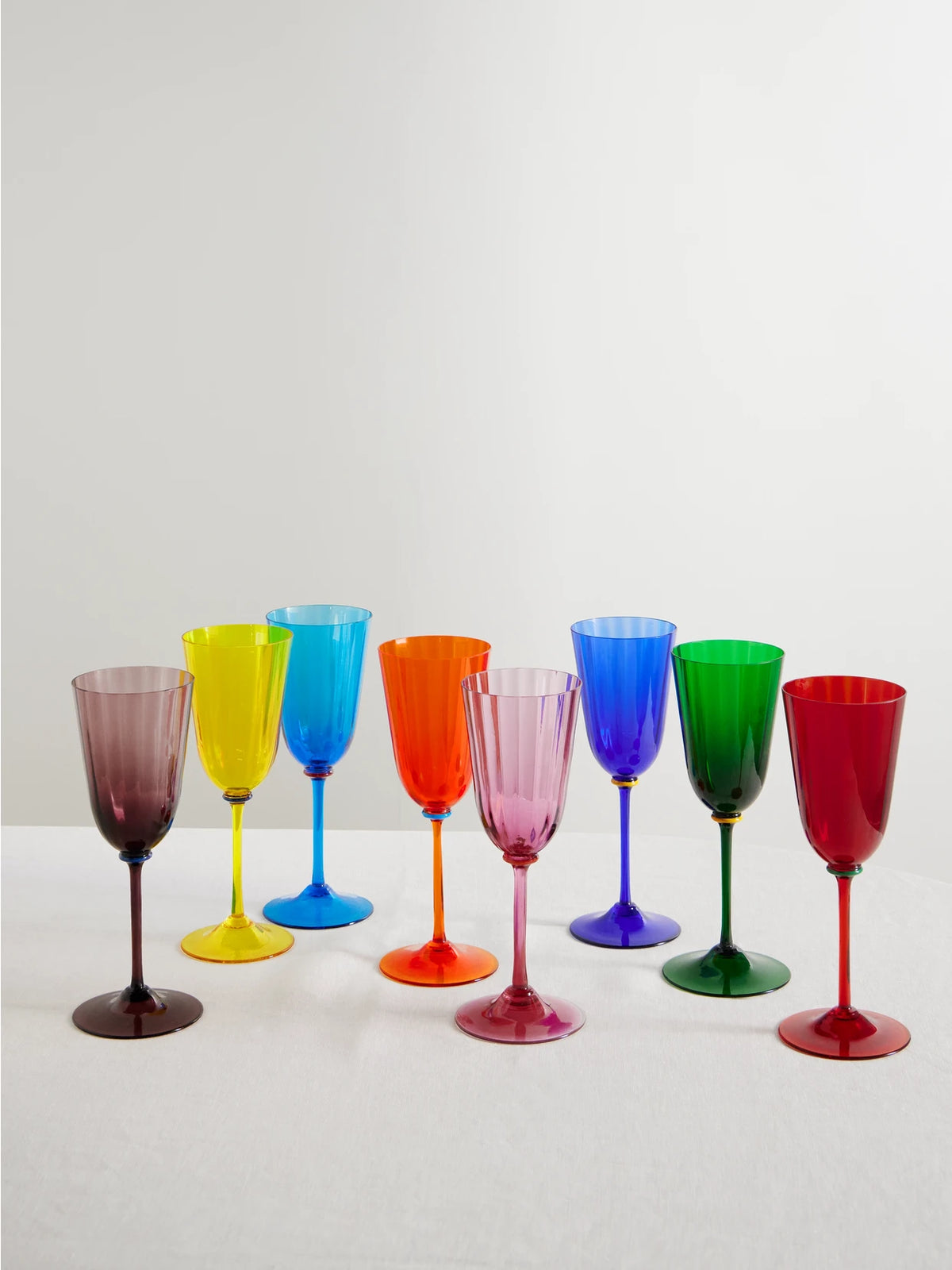 Set Of Eight Murano Wine Glasses